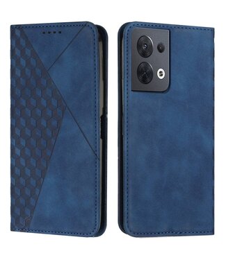 SoFetch SoFetch ruitdesign booktype hoesje Oppo Reno 8 - saffierblauw