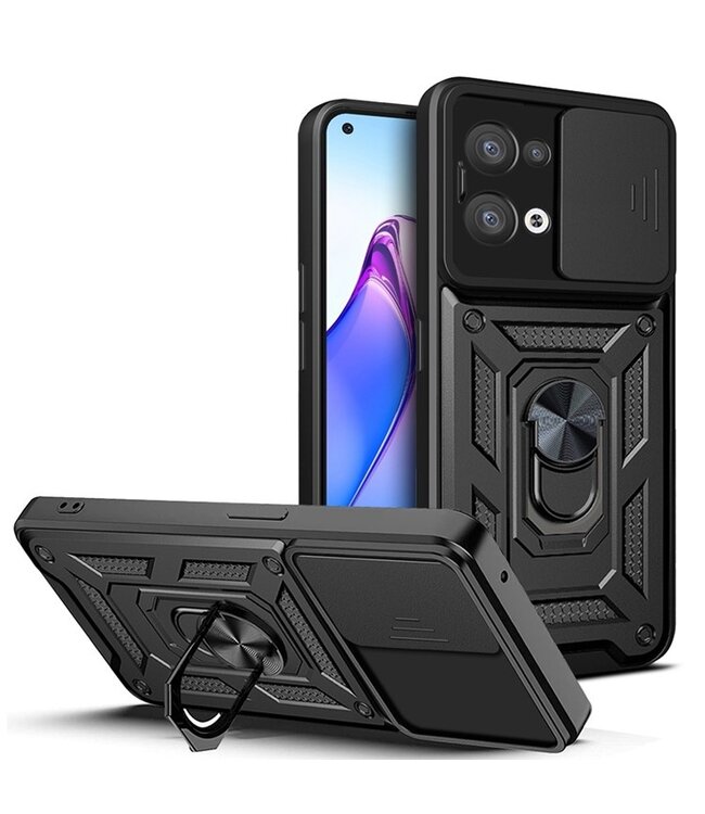 SoFetch zwart ring kickstand backcover hoesje oppo reno 8