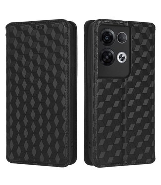 SoFetch SoFetch ruitpatroon bookcase hoesje Oppo Reno 8 - zwart