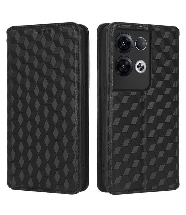 SoFetch zwart ruitpatroon bookcase hoesje oppo reno 8