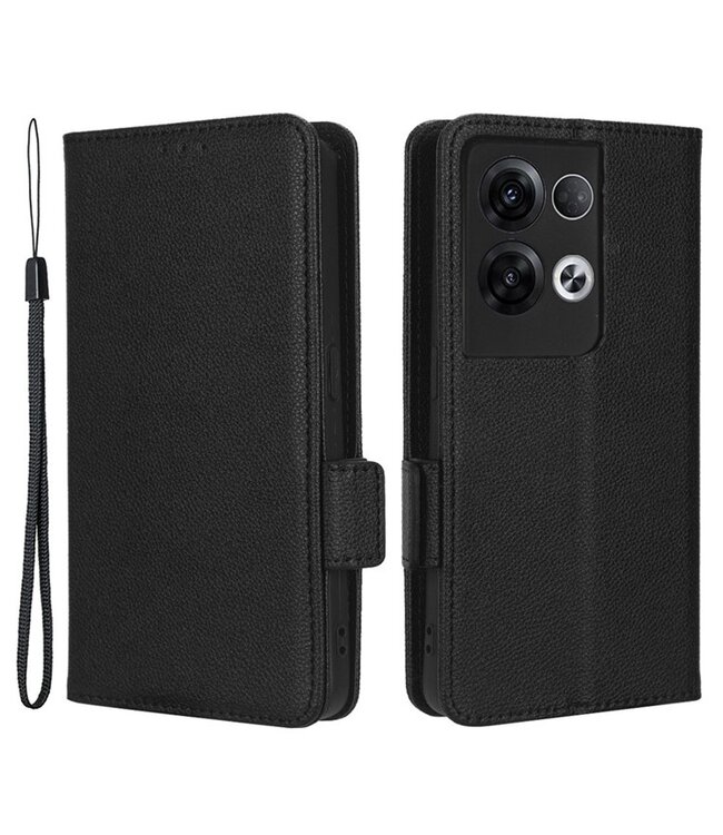 SoFetch zwart litchi bookcase hoesje oppo reno 8