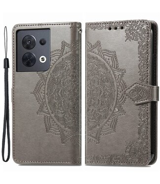 SoFetch SoFetch mandala bookcase hoesje Oppo Reno 8 - grijs