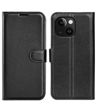 SoFetch Zwart Litchee Bookcase Hoesje iPhone 15