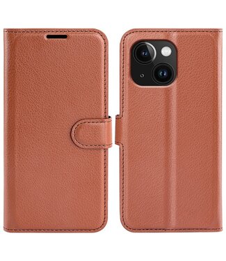 SoFetch Bruin Litchee Bookcase Hoesje iPhone 15