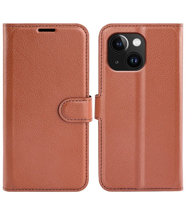 SoFetch Bruin Litchee Bookcase Hoesje voor de iPhone 15