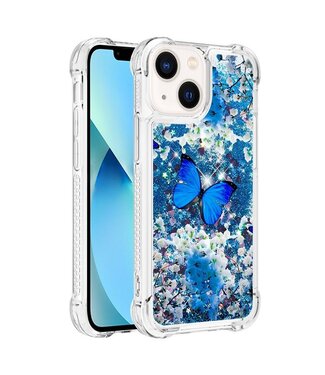 YB Blauw Glitters TPU Hoesje iPhone 15