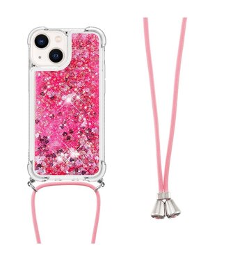 YB Roze Glitter TPU Hoesje met Koord iPhone 15