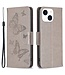 SoFetch Grijs Vlinders Bookcase Hoesje voor de iPhone 15
