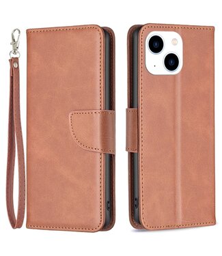 SoFetch Bruin Effen Bookcase Hoesje iPhone 15