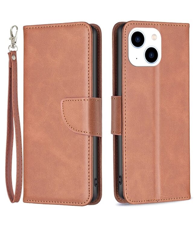 SoFetch Bruin Effen Bookcase Hoesje voor de iPhone 15
