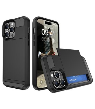 SoFetch Zwart Pasjeshouder Hybride Hoesje iPhone 15