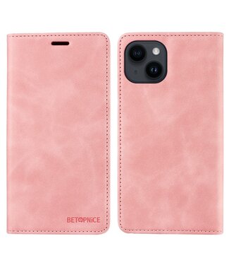 Betopnice Roze RFID Bookcase Hoesje iPhone 15