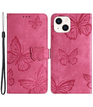 SoFetch Roze Vlinder Bookcase Hoesje iPhone 15