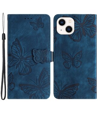 SoFetch Blauw Vlinder Bookcase Hoesje iPhone 15