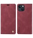 Yikatu Bordeaux Rood Mat Bookcase Hoesje voor de iPhone 15