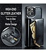 DG.Ming Zwart Glitter Houder Faux Leder Hoesje voor de iPhone 15