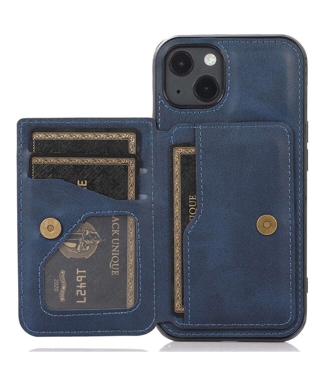 SoFetch Donkerblauw Portemonnee Backcover Hoesje voor de iPhone 15