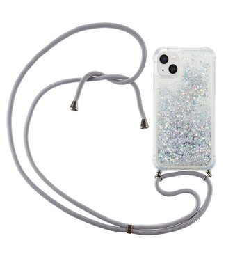 SoFetch Zilver Glitter TPU Hoesje met Koord iPhone 15