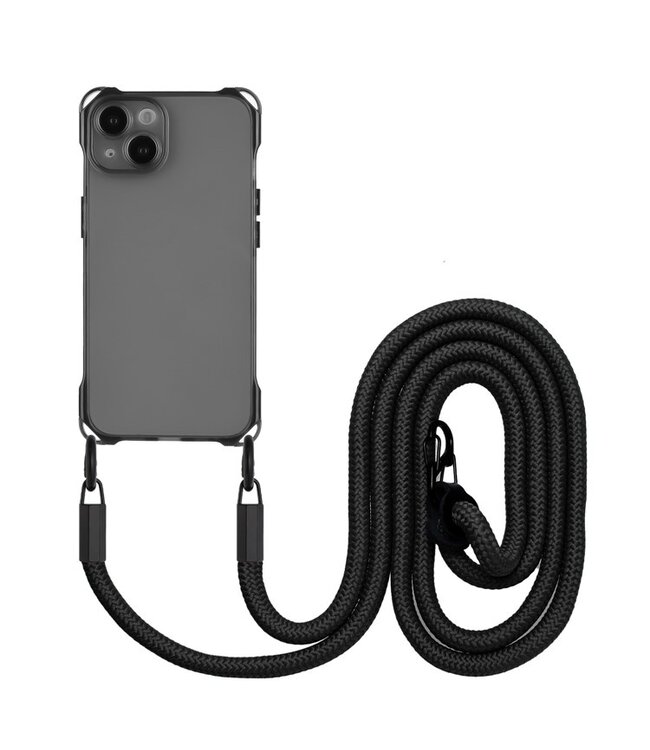 SoFetch Zwart Valbestendig TPU Hoesje met Koord voor de iPhone 15