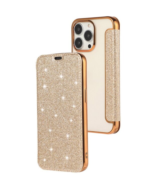 SoFetch Goud Glitter Bookcase Hoesje voor de iPhone 15