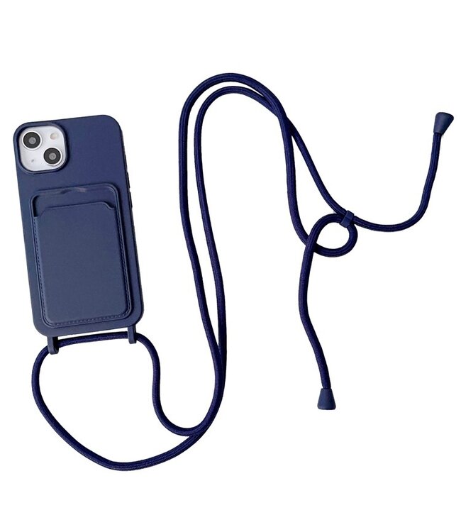 SoFetch Donkerblauw Pasjeshouder Siliconen TPU Hoesje voor de iPhone 15