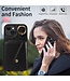 SoFetch Zwart Litchee Houder Wallet Hoesje voor de iPhone 15