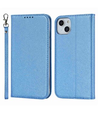 SoFetch Blauw Zijde Textuur Bookcase Hoesje iPhone 15