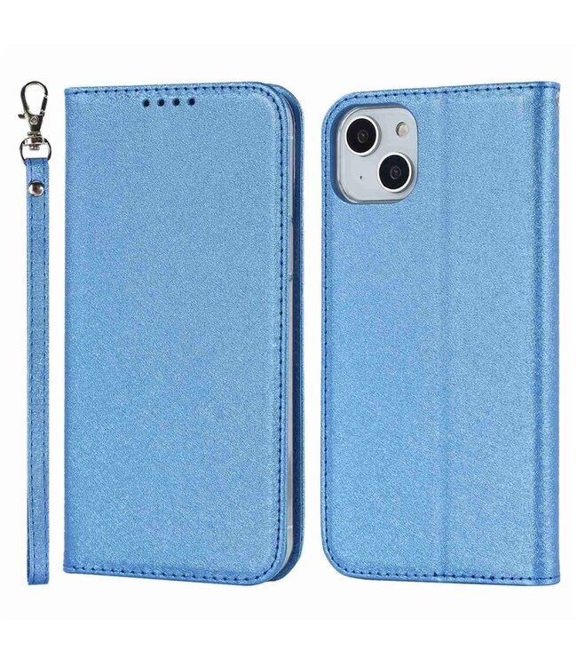SoFetch Blauw Zijde Textuur Bookcase Hoesje voor de iPhone 15