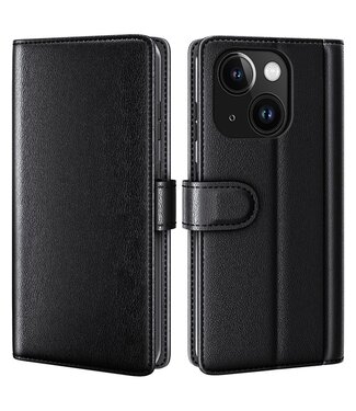 SoFetch Zwart Splitleder Bookcase Hoesje iPhone 15 Plus
