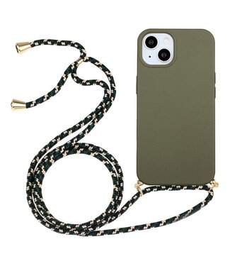 SoFetch Legergroen Mat TPU Hoesje met Koord iPhone 15 Plus