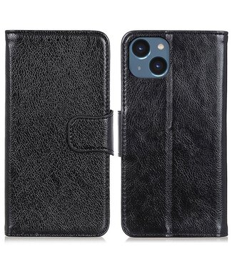 SoFetch Zwart Nappa Bookcase Hoesje iPhone 15 Plus