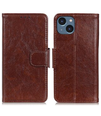 SoFetch Bruin Nappa Bookcase Hoesje iPhone 15 Plus