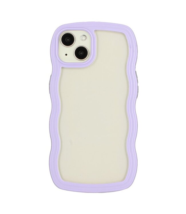 SoFetch Paars / Transparant Golvend Hybride Hoesje voor de iPhone 15 Plus