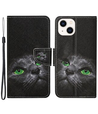SoFetch Zwart Kat Bookcase Hoesje iPhone 15 Plus