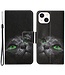 SoFetch Zwart Kat Bookcase Hoesje voor de iPhone 15 Plus