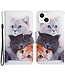 SoFetch  Katten Bookcase Hoesje met Handriem voor de iPhone 15 Plus