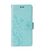 SoFetch Azuurblauw Bloemen Vlinders Bookcase Hoesje voor de iPhone 15 Plus