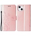 SoFetch Roze Bloemen Vlinders Bookcase Hoesje voor de iPhone 15 Plus