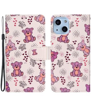SoFetch Teddybeer Bookcase Hoesje iPhone 15 Plus