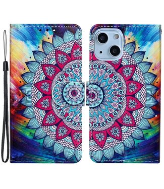 SoFetch Mandala Bloem Bookcase Hoesje iPhone 15 Plus