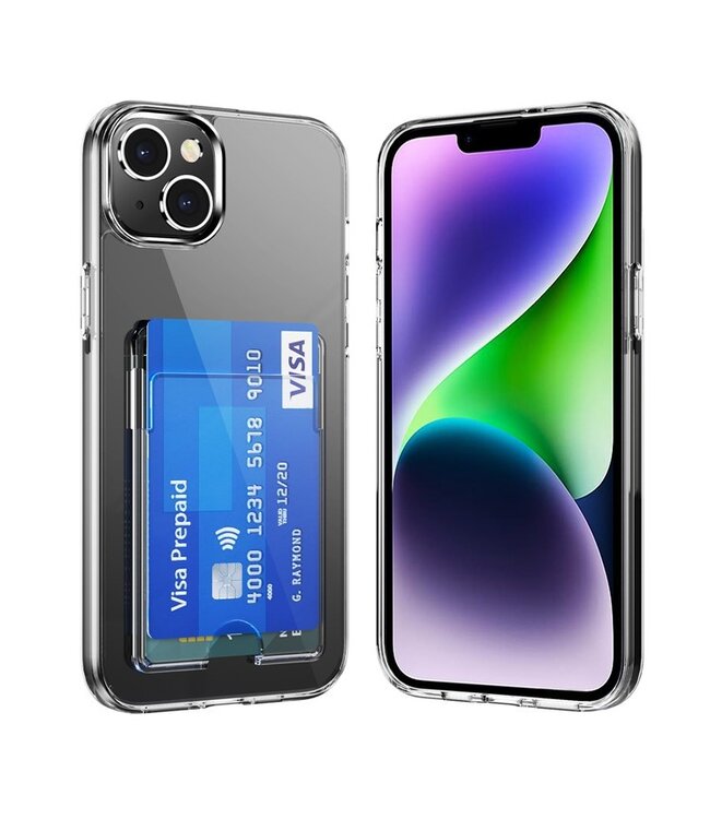 SoFetch Transparant Pasjeshouder Hybride Hoesje voor de iPhone 15 Plus