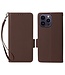 SoFetch Bruin Litchee Bookcase Hoesje met Handriem voor de iPhone 15 Plus