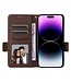 SoFetch Bruin Litchee Bookcase Hoesje met Handriem voor de iPhone 15 Plus