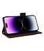 SoFetch Bruin Litchee Bookcase Hoesje met Handriem voor de iPhone 15 Plus