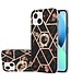 YB Zwart Ringhouder Design TPU Hoesje voor de iPhone 15 Plus