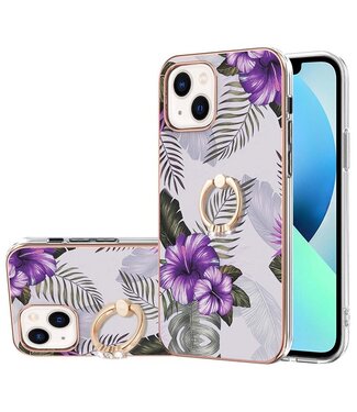 YB Ringhouder Bloemen Bladeren TPU Hoesje iPhone 15 Plus