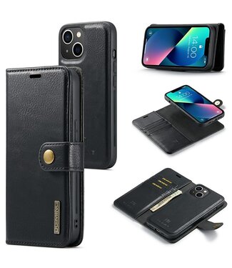 Zwart Splitleder 2-in-1 Hoesje iPhone 15 Plus
