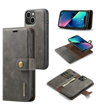 Grijs Splitleder 2-in-1 Hoesje iPhone 15 Plus