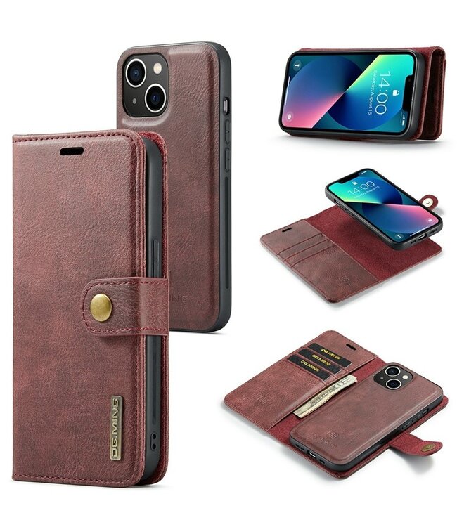 DG.Ming Donkerbruin Splitleder 2-in-1 Hoesje voor de iPhone 15 Plus