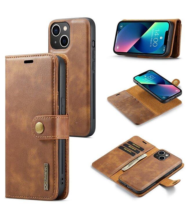 DG.Ming Bruin Splitleder 2-in-1 Hoesje voor de iPhone 15 Plus